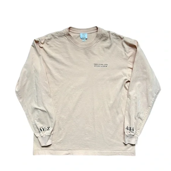 Jay-Z 4:44 Tour - Long Sleeve Crewneck T-Shirt Beige - Size Large